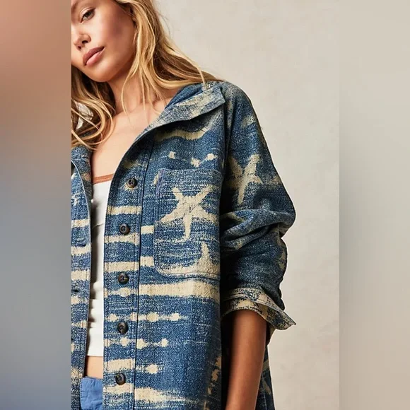 NWOT Free People All the Stars jacket oversized boho Medium novelty casual - Picture 1 of 9